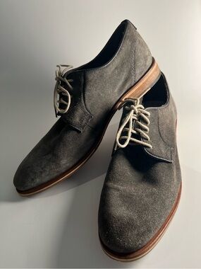 Modern Fiction Men's Gray Suede Derby Shoes - Classic Lace-Up Size 12
